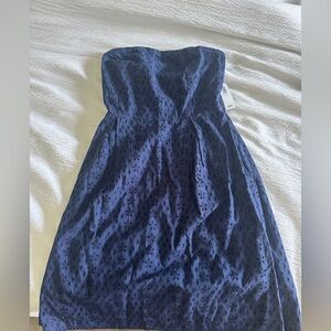 Navy blue strapless dress